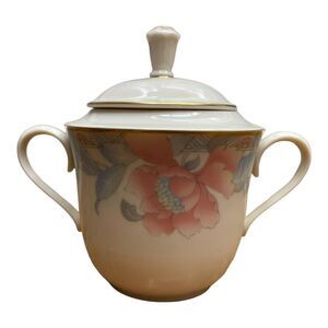 Westwood By Lenox Sugar Bowl Floral with Lid Made In USA EUC Pink Blue Vintage